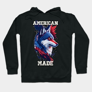 American 4th of July American Made Wolf Hoodie